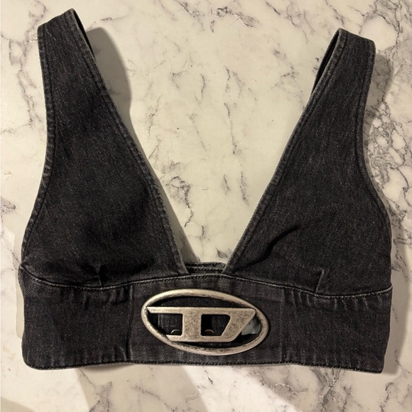 Diesel Tops - Diesel Denim Bralette with Silver Detail
